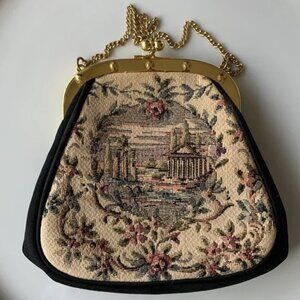 Vintage Julius Resnick JR Victorian Needlepoint Mini Tapestry Purse
